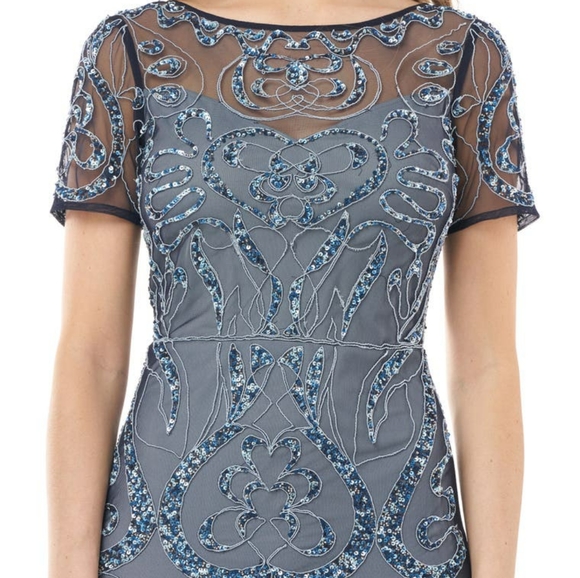 JS COLLECTIONS Sequin Embroidered Column Gown - Picture 5 of 13